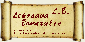 Leposava Bondžulić vizit kartica